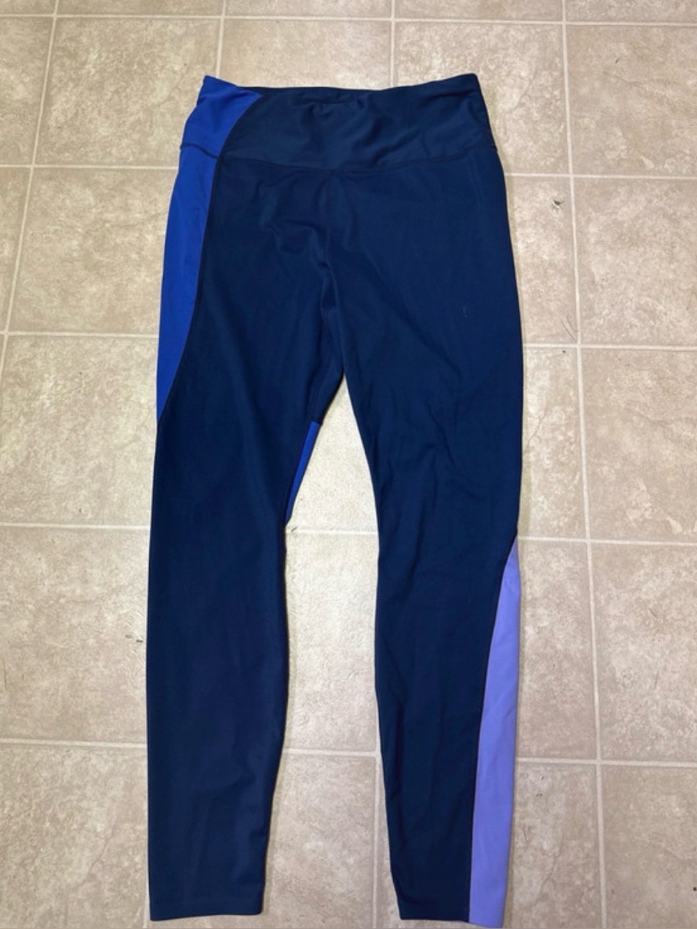 Avia Navy Leggings with Royal Blue and Lavender Panels women’s size large